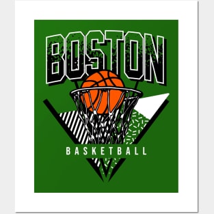 Boston Basketball 90s Throwback Posters and Art